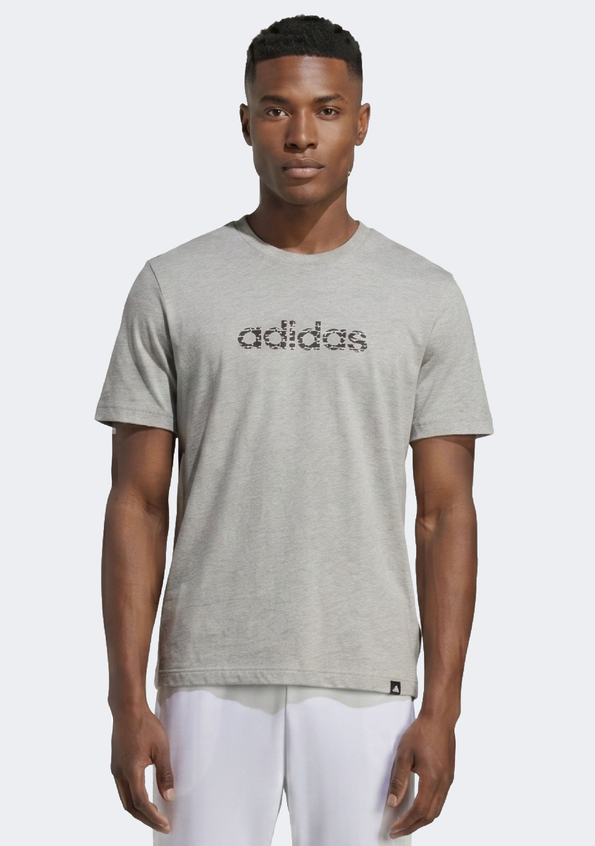 Adidas Men's Essentials Big Linear Jersey Knit T-Shirt Grey