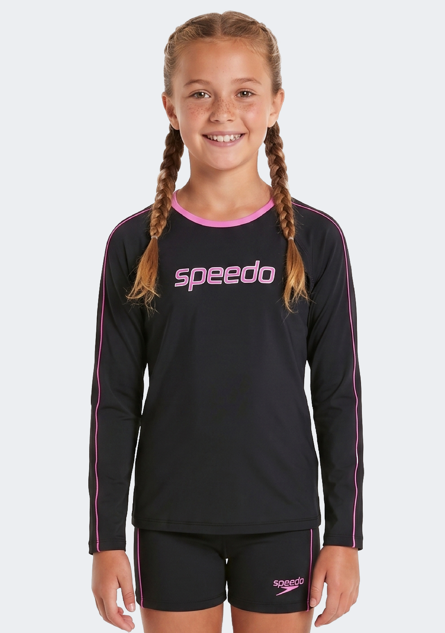 Speedo Girls’ Long Sleeve Logo Suntop