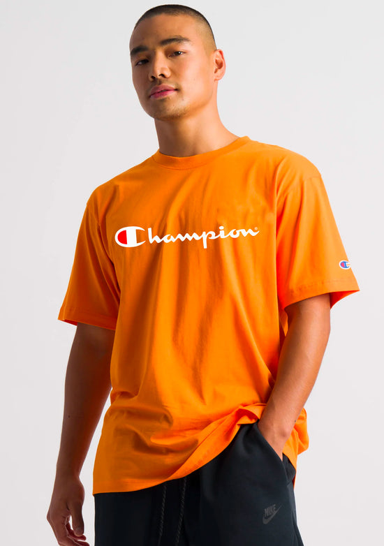 Champion Men's Script Logo Short Sleeve Tee Yellow – Jim Kidd Sports