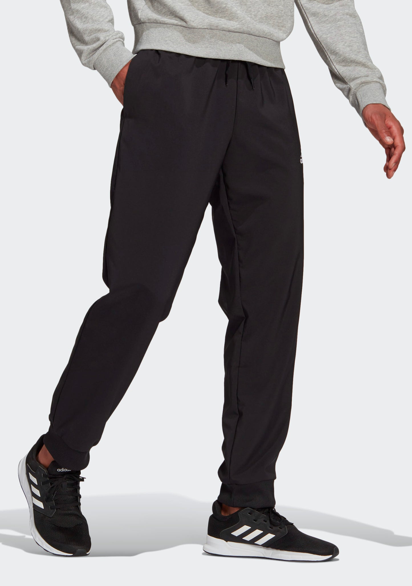 Adidas Men's Aeroready Essentials Stanford Tapered Cuff Embroidered Small Logo Pants Black