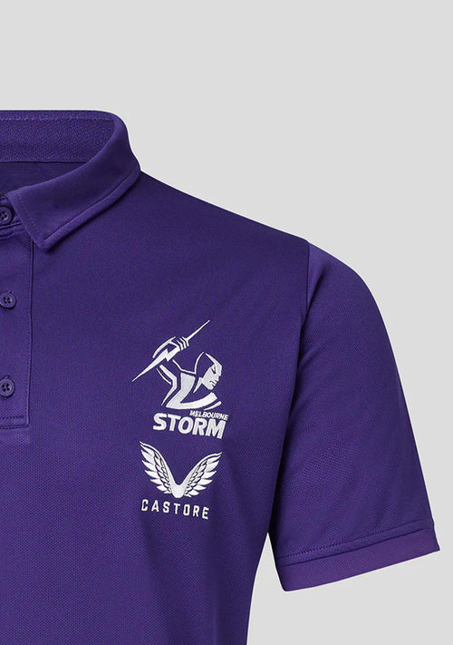 Castore Mens Melbourne Storm Coaches Media Polo Purple <br> JCMSMTRMP