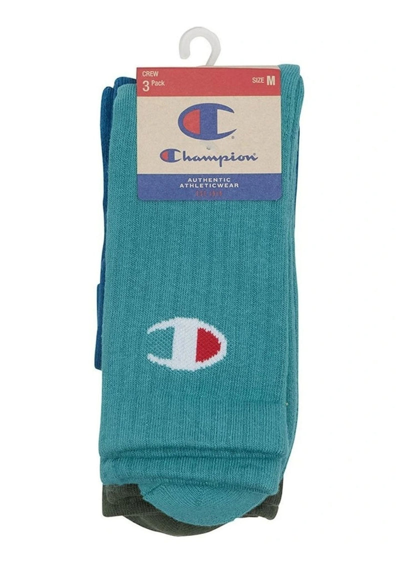 Champion 3 Pack Sports Crew Socks in Multi Colour <br> SXQE3N 05K