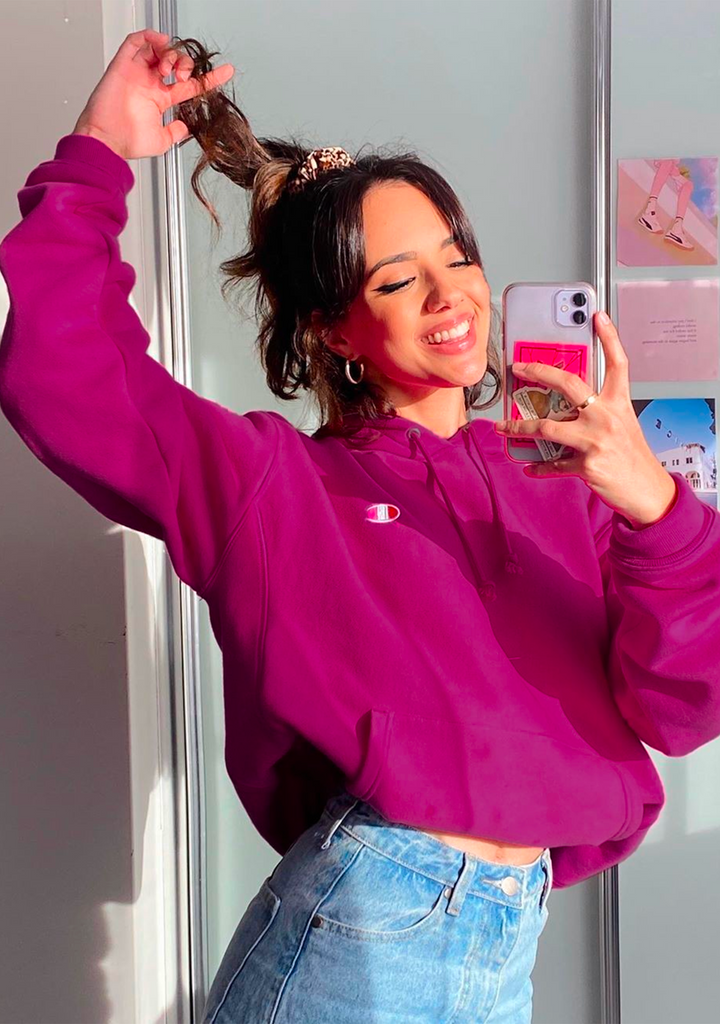 Womens Small C Logo Hoodie Boyfriend Fit Plum