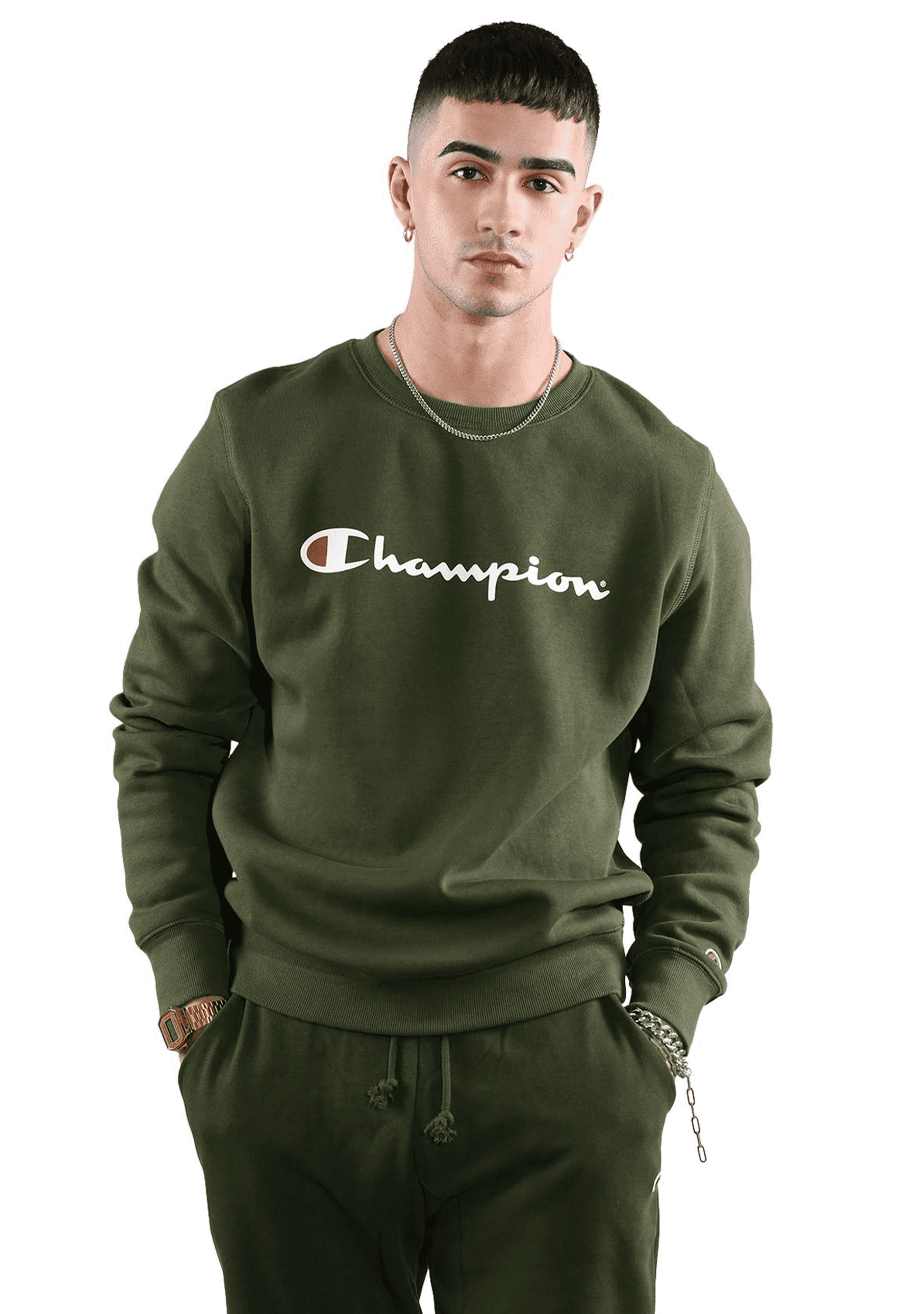 Champion Men’s Script Crew Forrest Green