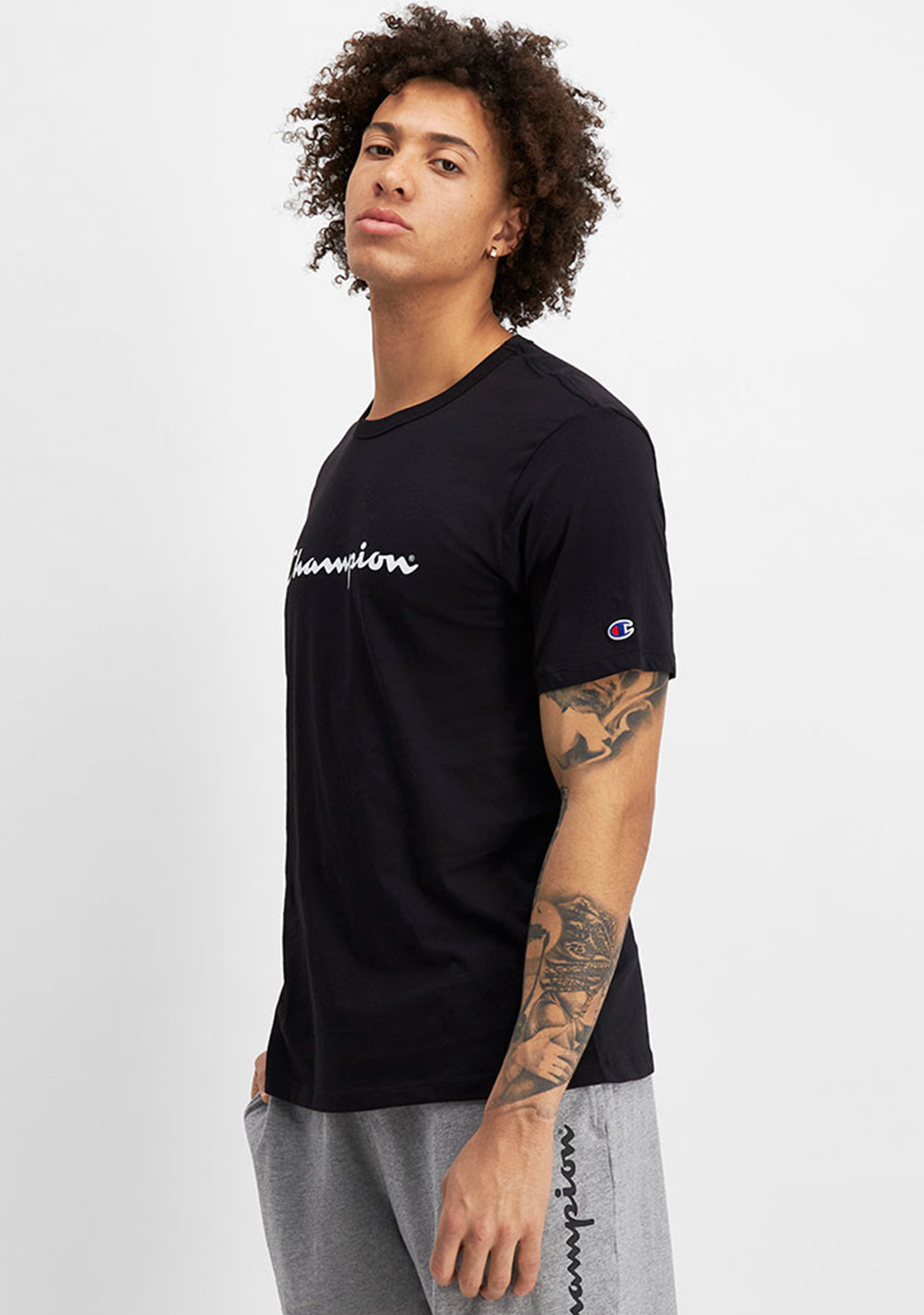 Champion Men's Script Logo Short Sleeve Tee Black