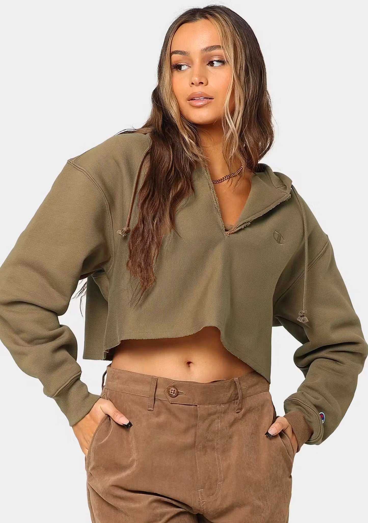 Champion Women's Reverse Weave Split Crop Hoodie