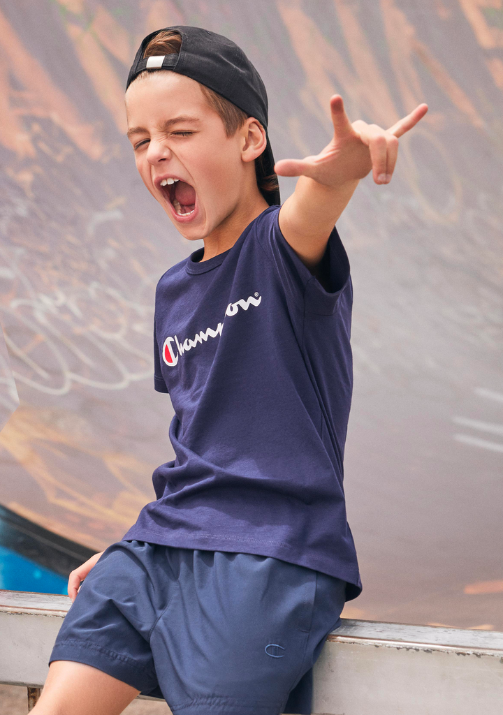 Champion Kids’ Script Short Sleeve Navy Tee