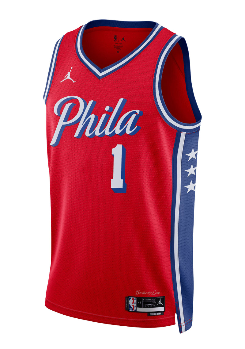 Nike Mens Jordan NBA  Philadelphia 76ers Harden #1 Swingman Jersey <br> DO9539 664