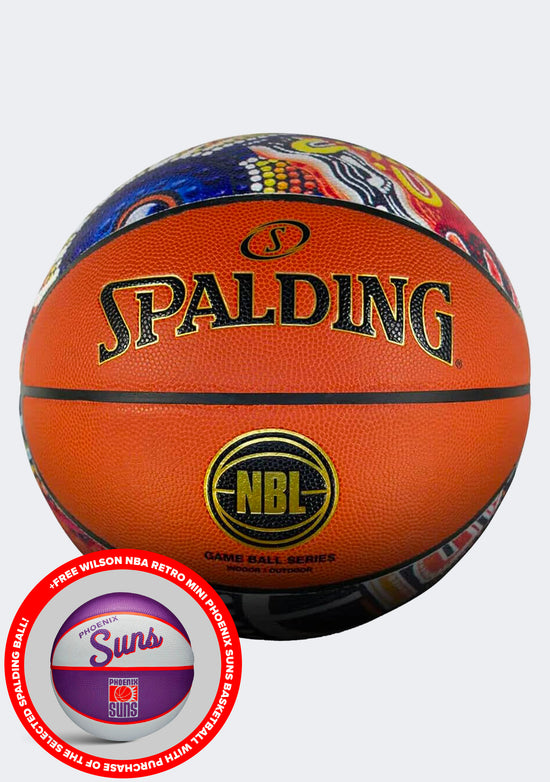 Spalding NBL Indigenous All Surface Ball with FREE Wilson NBA Team Mini Retro Phoenix Suns Basketball