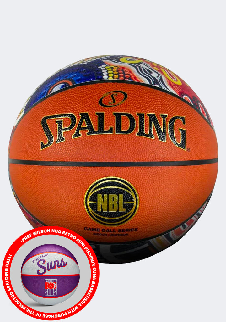 Spalding NBL Indigenous All Surface Ball with FREE Wilson NBA Team Mini Retro Phoenix Suns Basketball