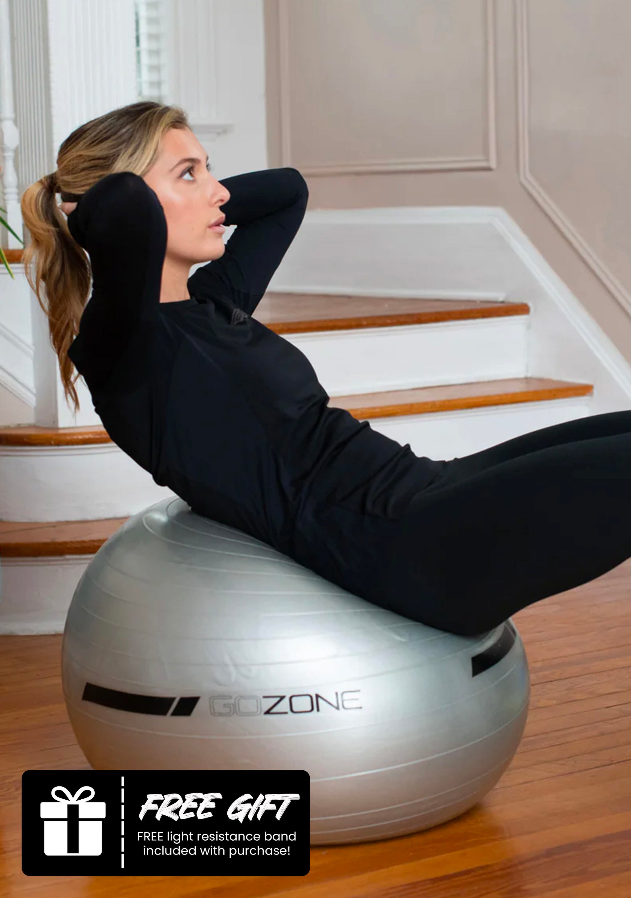 GoZone 65cm Exercise Ball (Pump Included) with BONUS Light Resistance Band