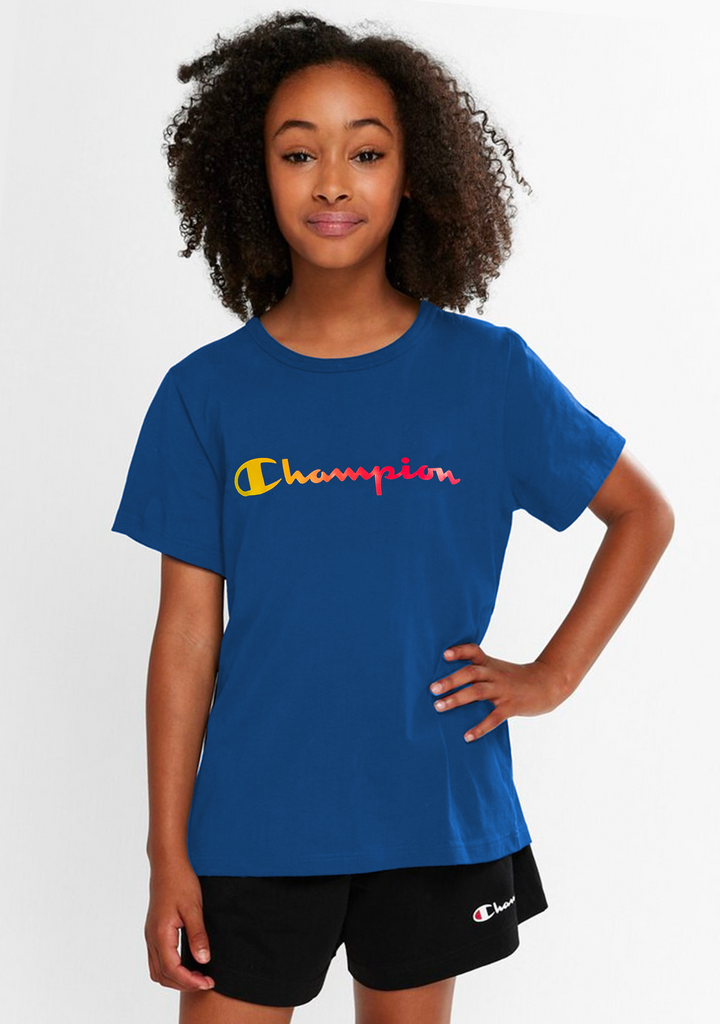Champion Junior Ombre Script Tee Blue