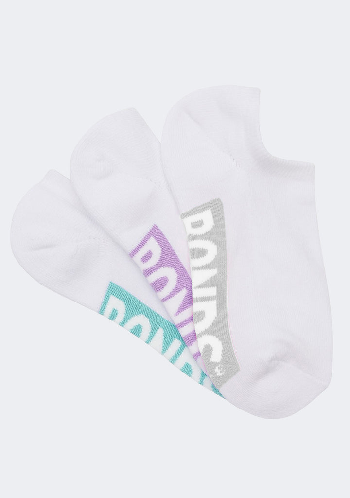 Bonds Women's Cushioned No-Show Socks 3 Pack Pastel