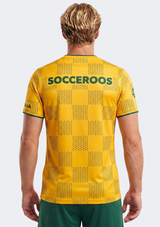 Football Australia Tidwell Socceroos Gold Grid Supporter Tee