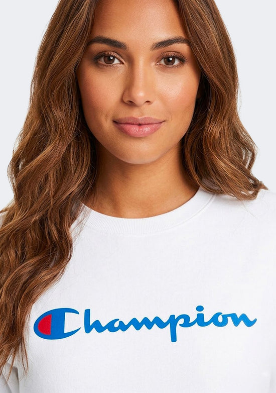 Champion Women’s Script Crew White