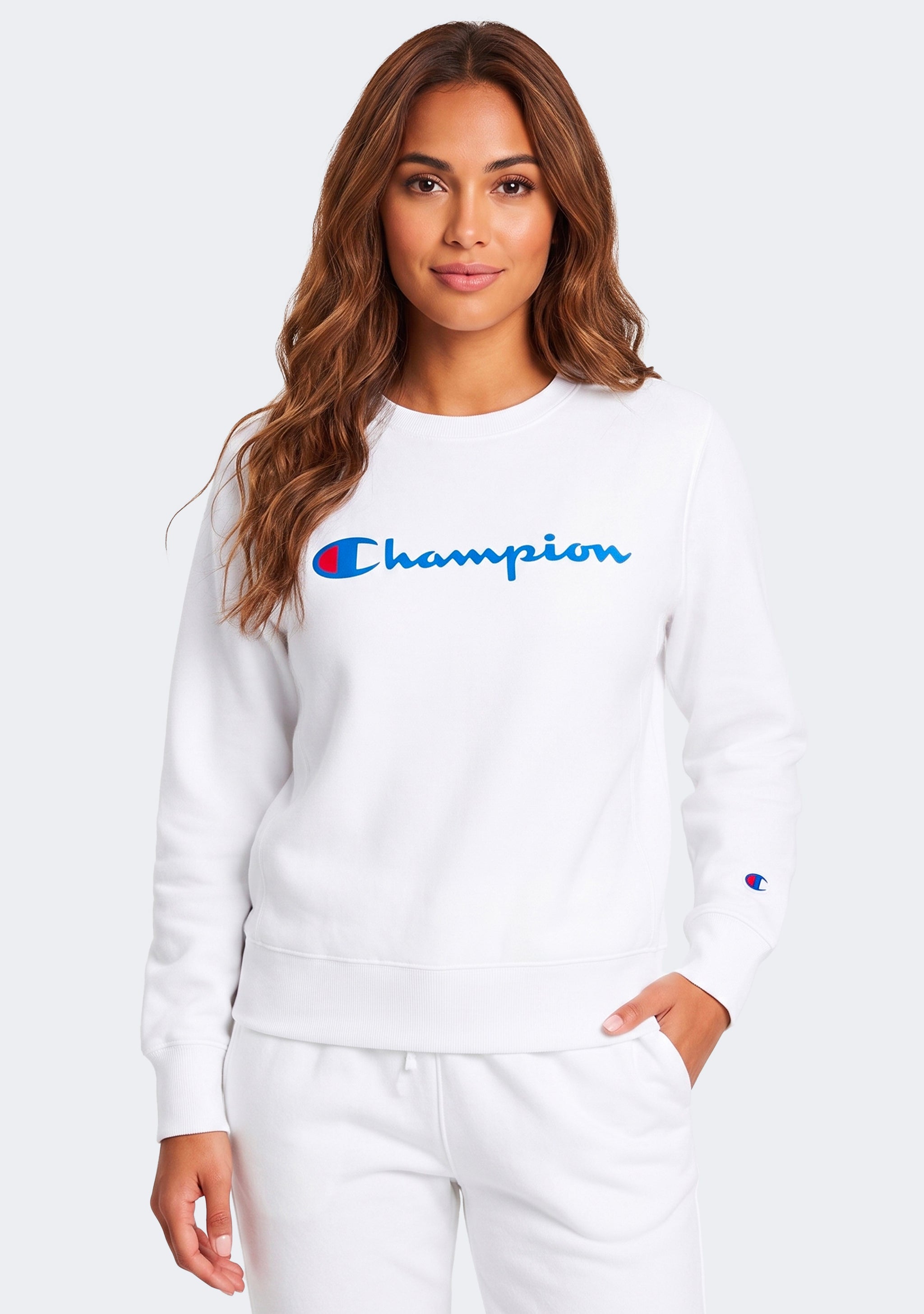 Champion Women’s Script Crew White