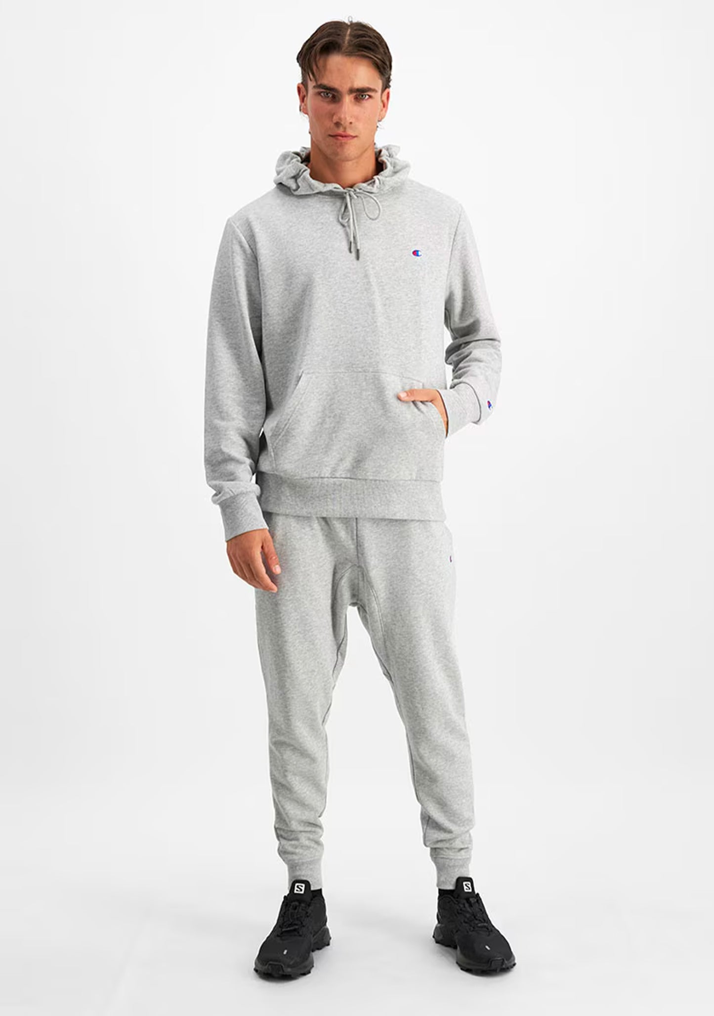Champion Men’s Lightweight French Terry C Logo Hoodie Oxford Heather