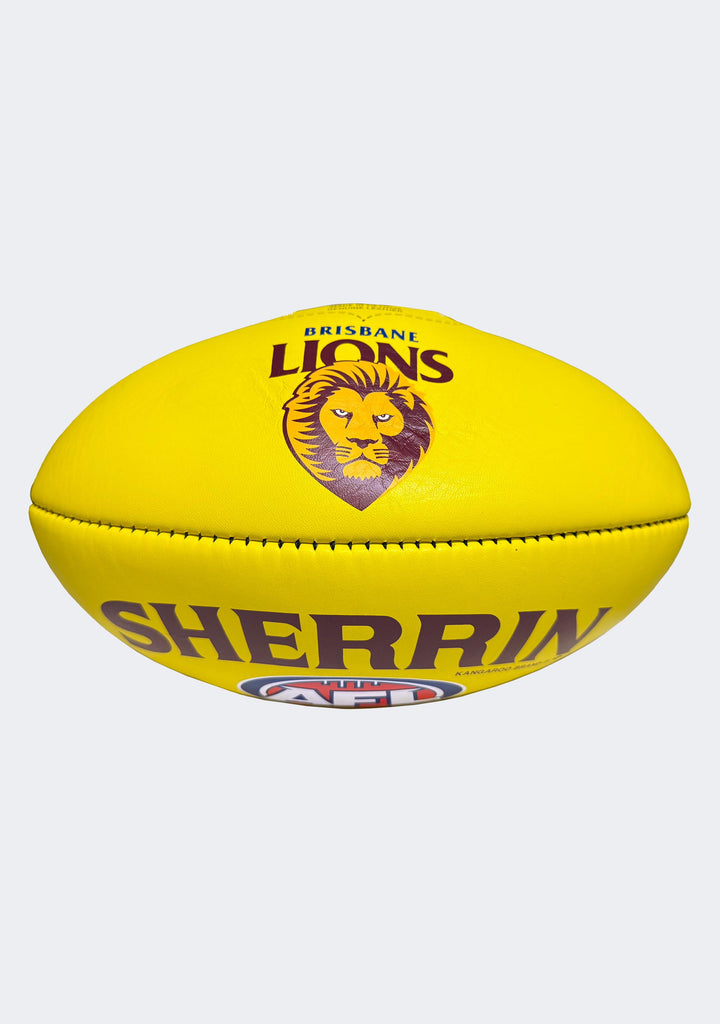 Sherrin AFL Brisbane Lions Team Yellow Leather Football