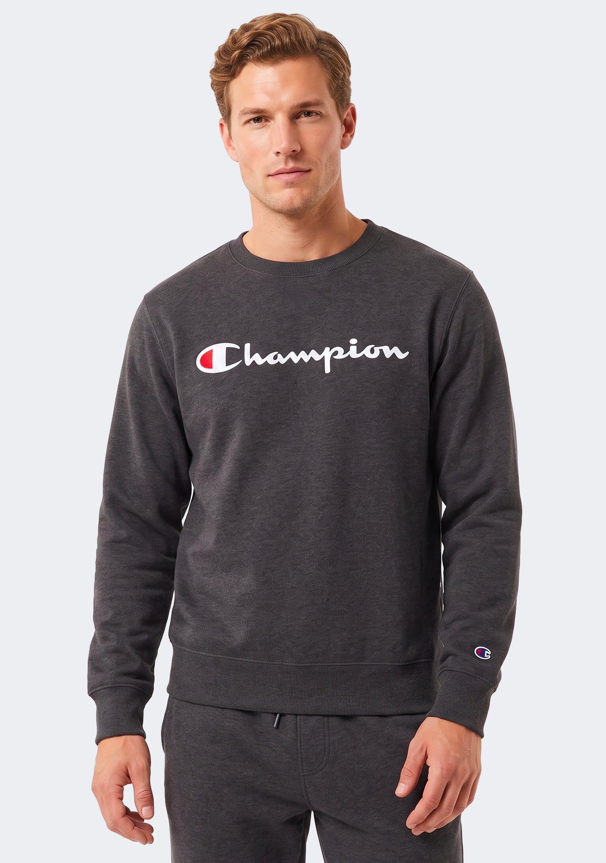 Champion Men’s Script Crew Granite Heather