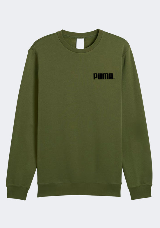 Puma Men's Essential Logo Fleece Sweat Crew Olive Green