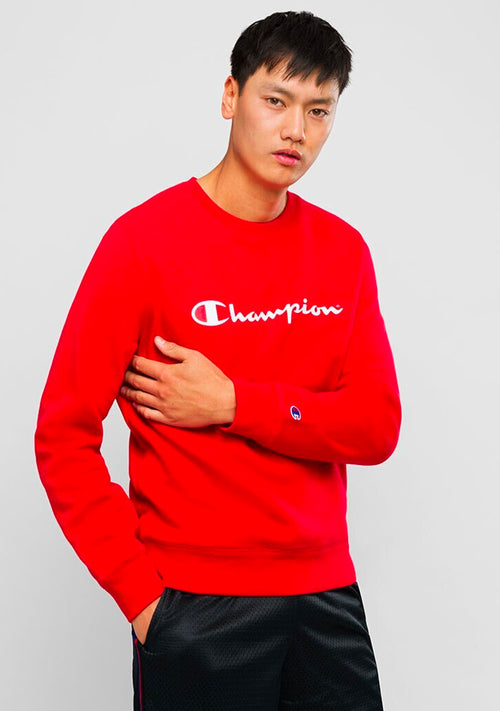 Champion Mens Script Crew Cherry Red <br> AY77N EPX