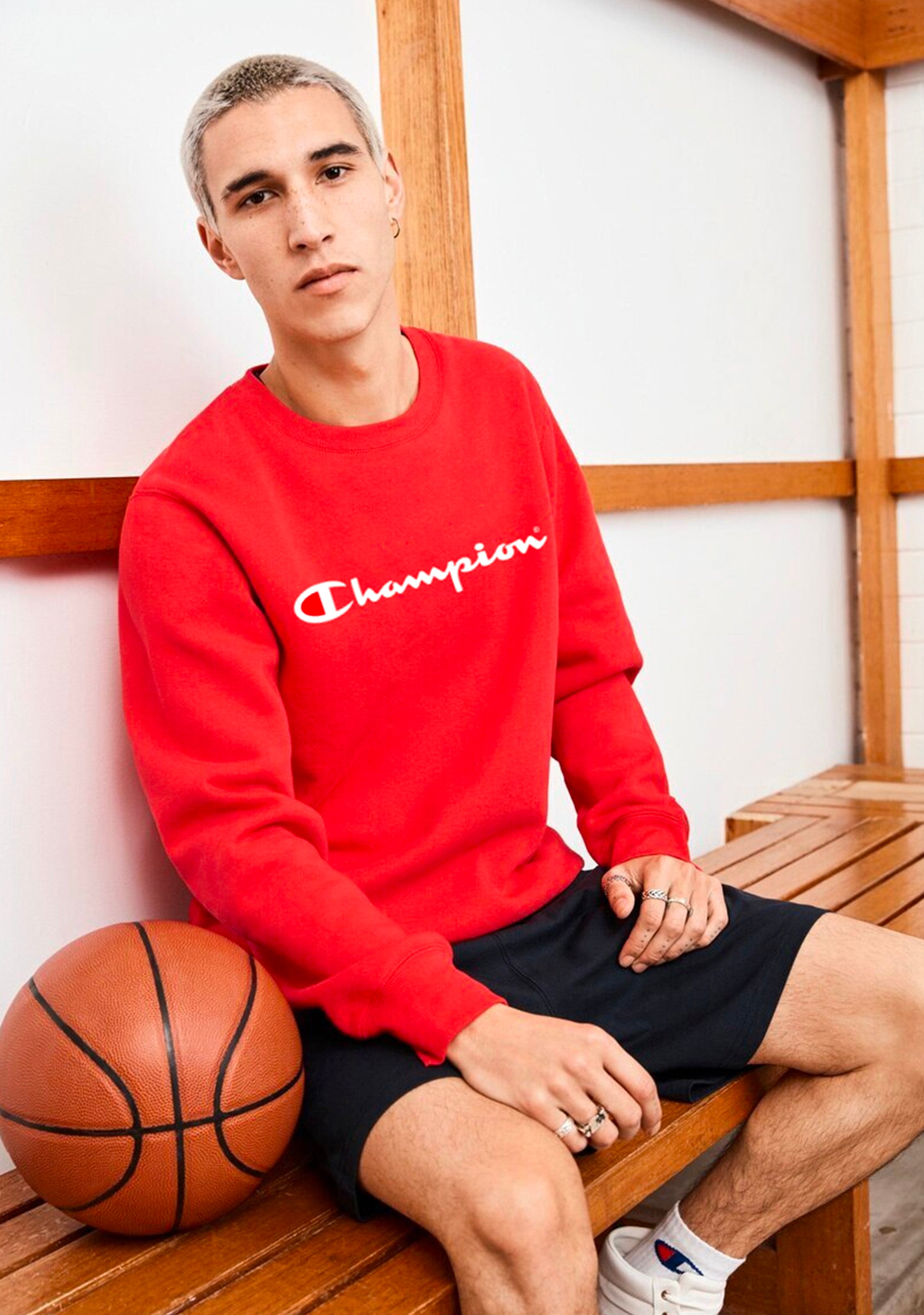 Champion Men’s Script Crew Cherry Red