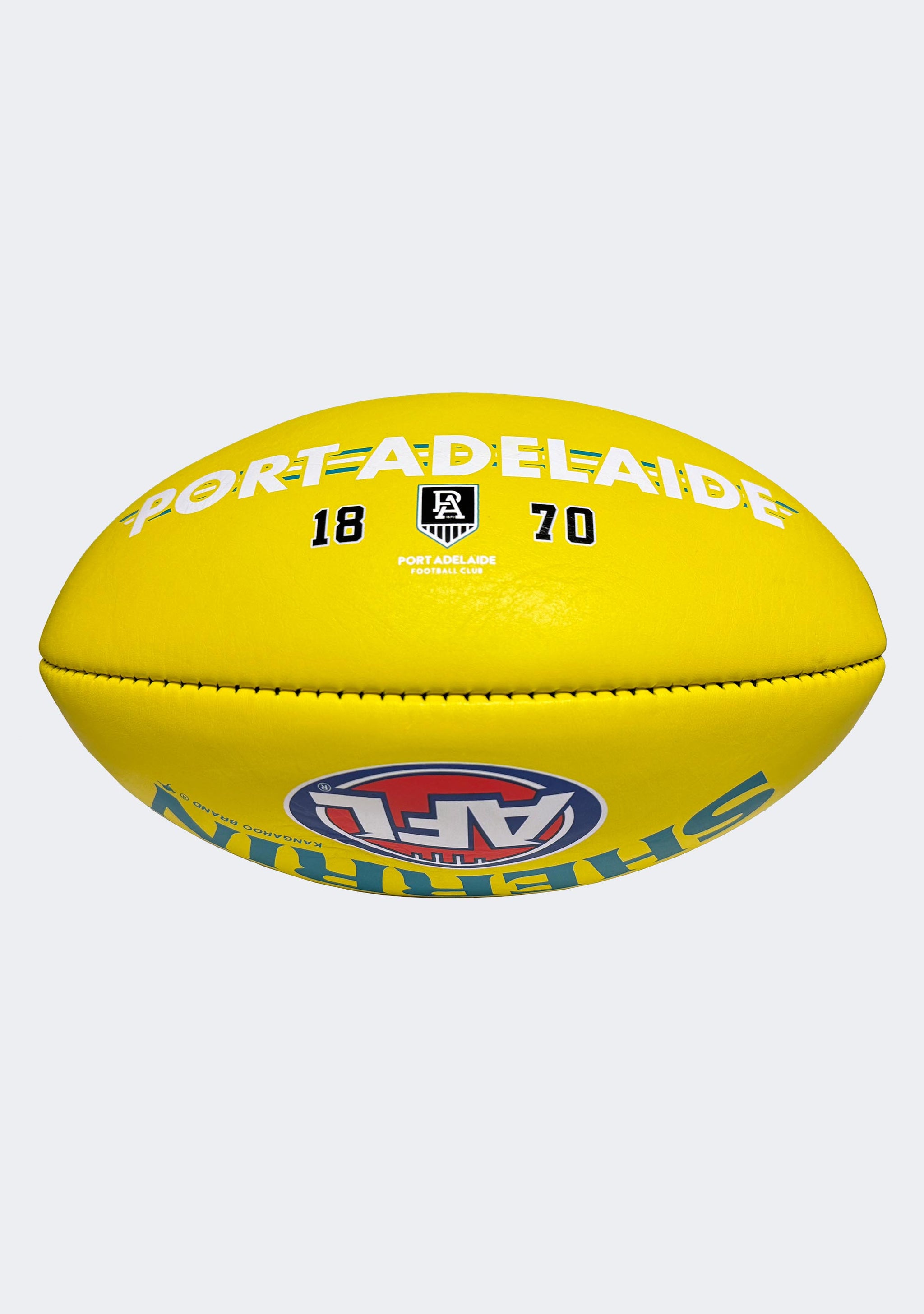 Sherrin AFL Port Adelaide Team Yellow Leather Football
