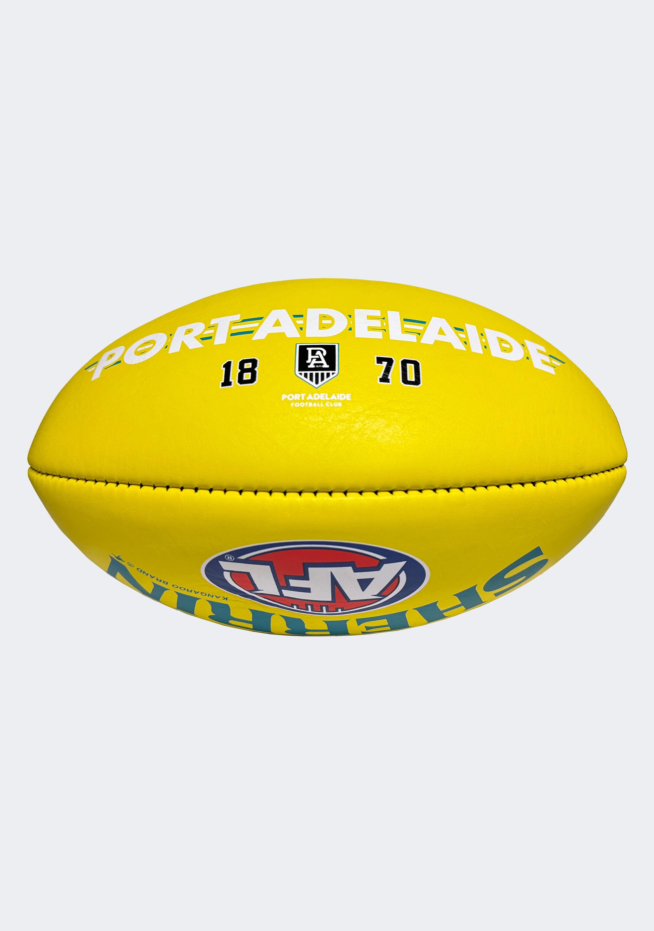 Sherrin AFL Port Adelaide Team Yellow Leather Football
