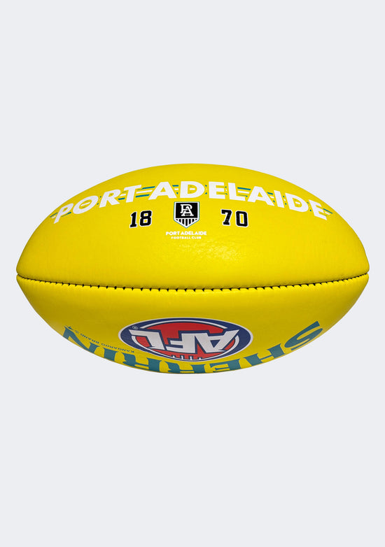 Sherrin AFL Port Adelaide Team Yellow Leather Football