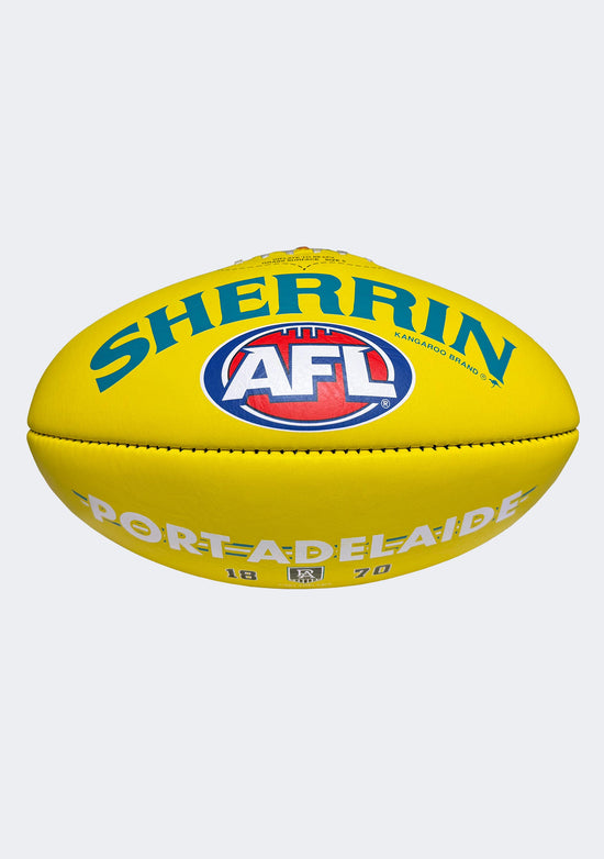 Sherrin AFL Port Adelaide Team Yellow Leather Football