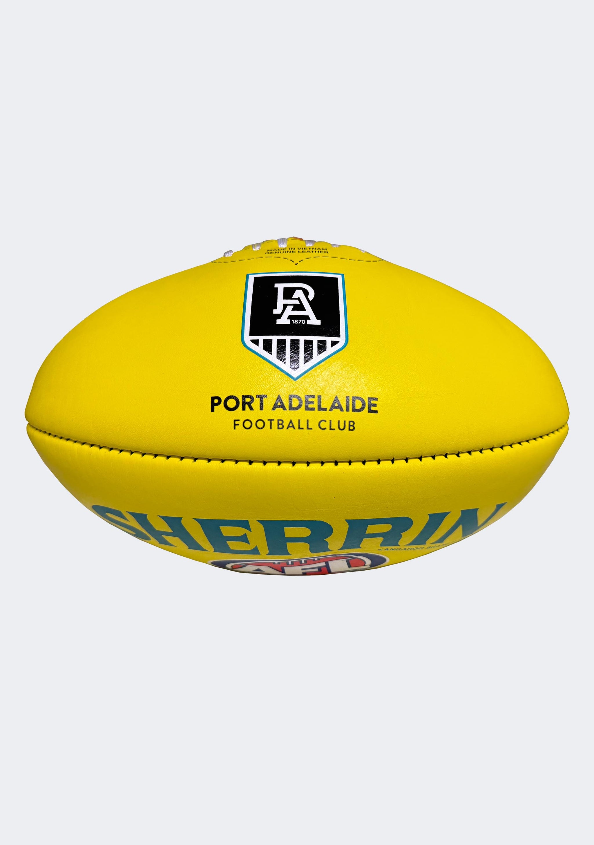 Sherrin AFL Port Adelaide Team Yellow Leather Football