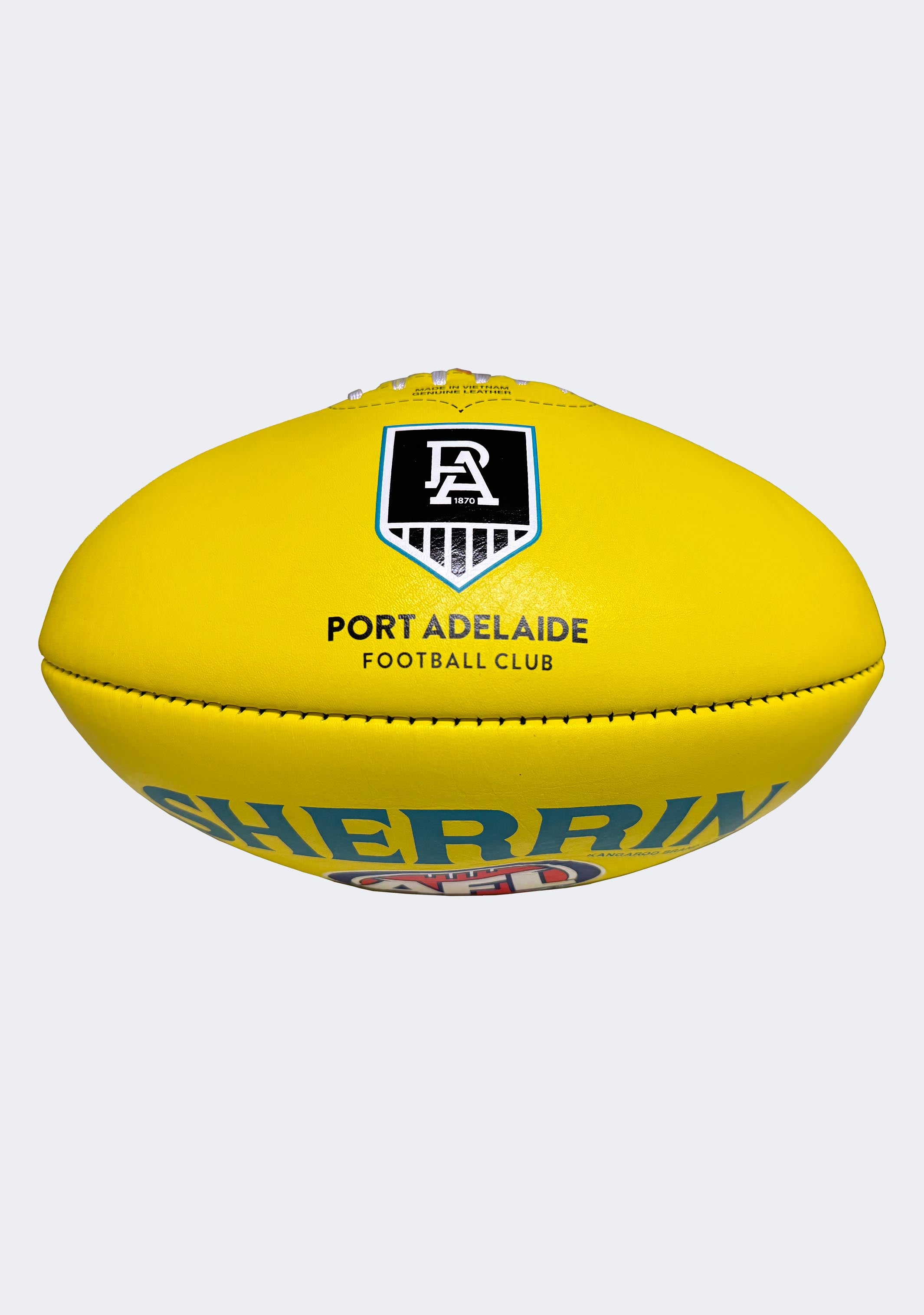 Sherrin AFL Port Adelaide Team Yellow Leather Football