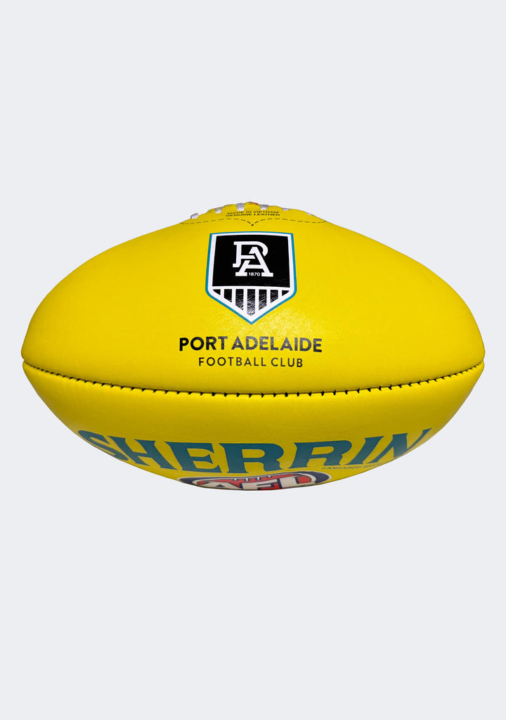 Sherrin AFL Port Adelaide Team Yellow Leather Football