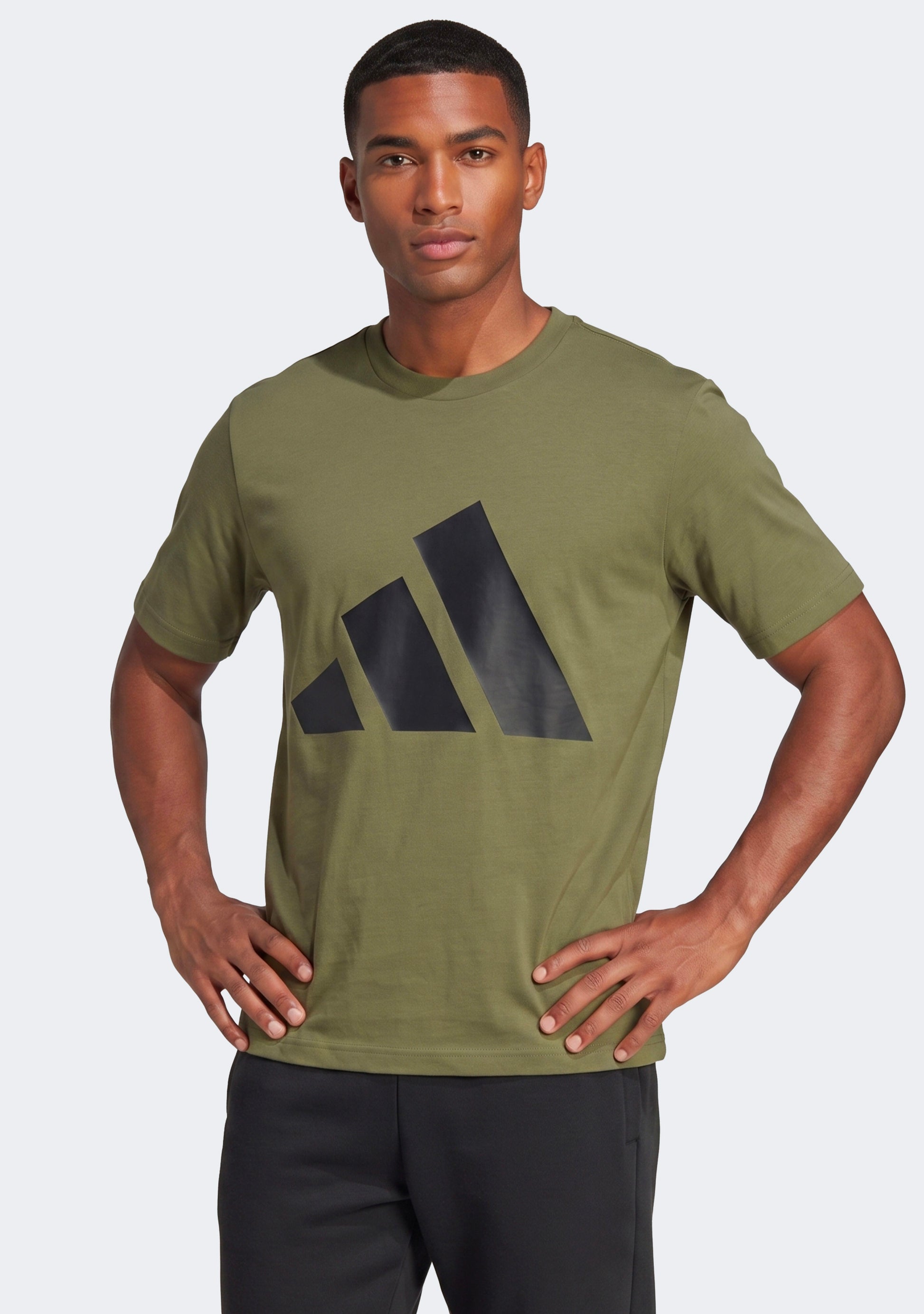 Adidas Men's Essentials Big Logo Tee Olive/Black