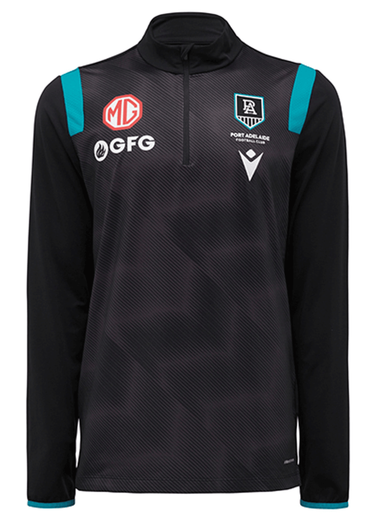 Macron Junior Port Adelaide 2022 1/4 Zip Training Top <BR> 58542827