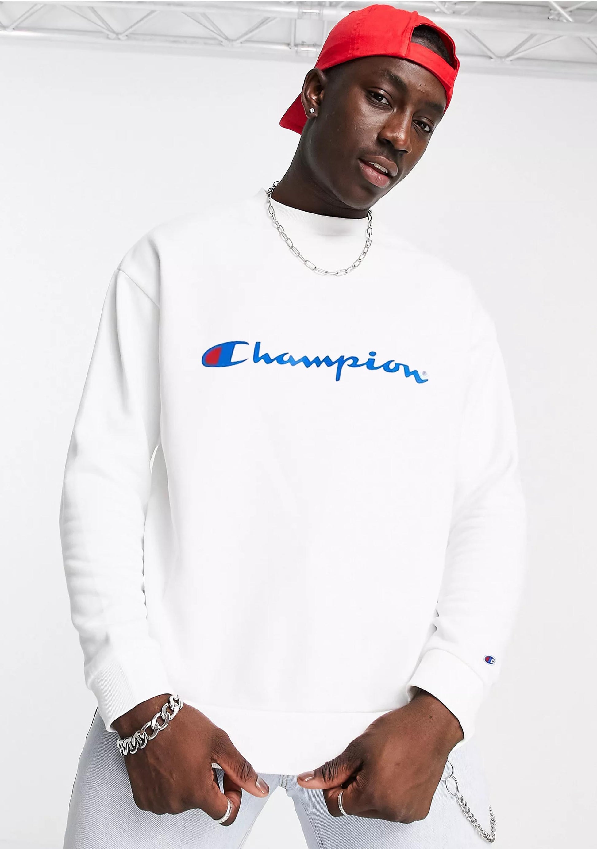 Champion Men’s Script Crew White