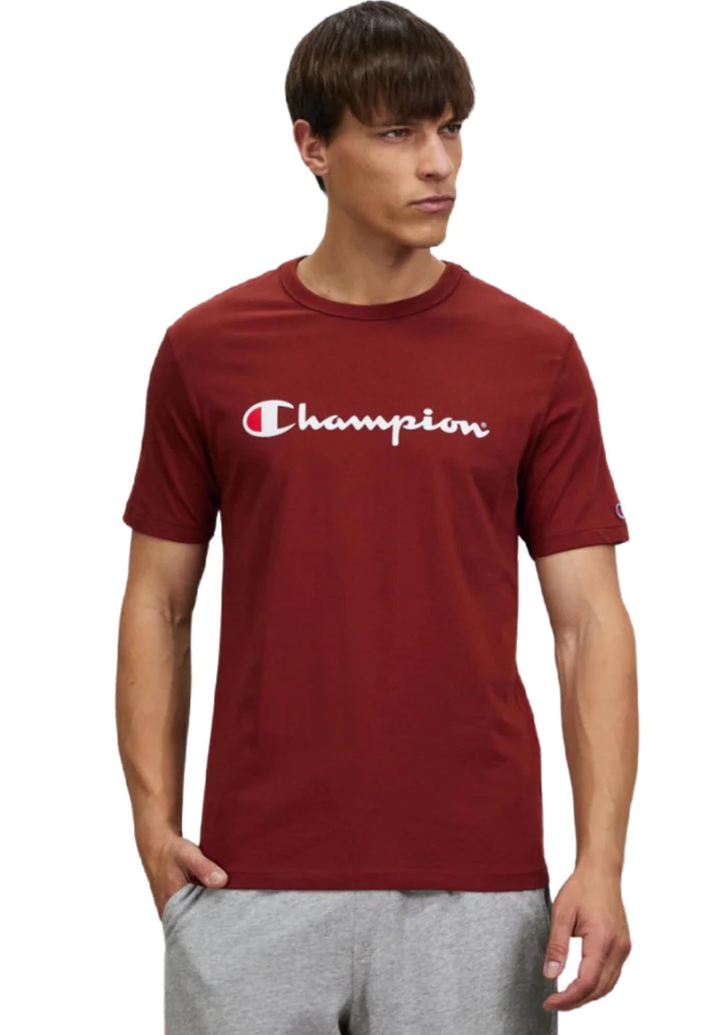 Champion Men's Script Logo Short Sleeve Tee Red/Brown