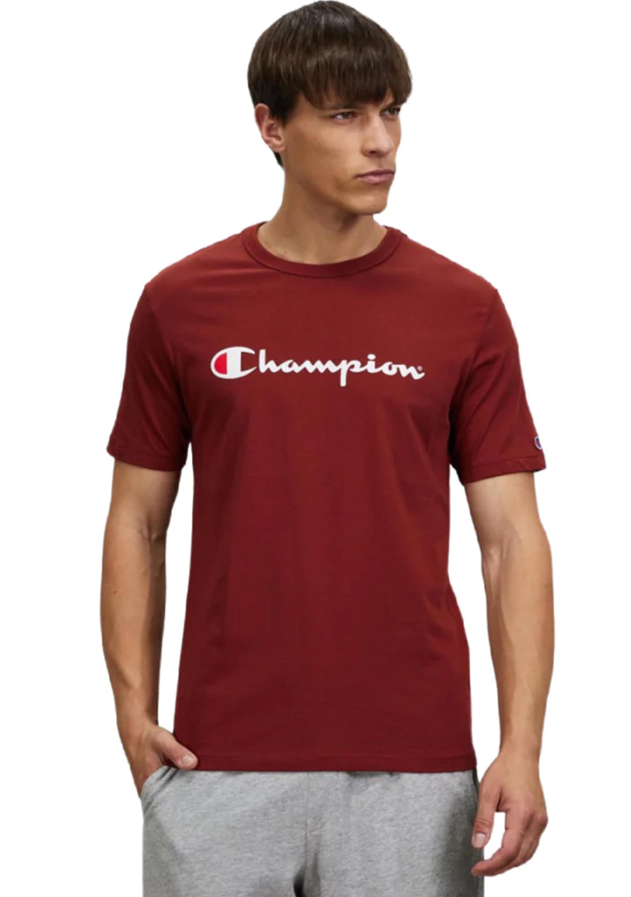 Champion Men's Script Logo Short Sleeve Tee Red/Brown