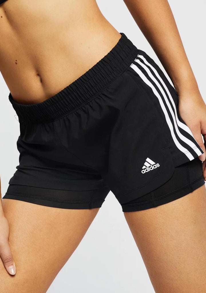 Adidas Womens 3 Stripe Pacer Two-In-One Shorts