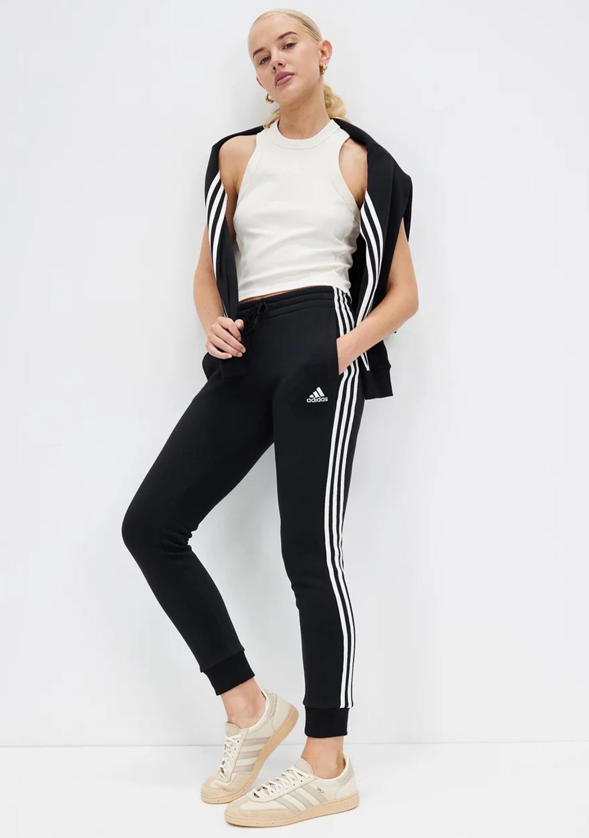 Adidas Womens Essential Fleece 3 Stripe Pants