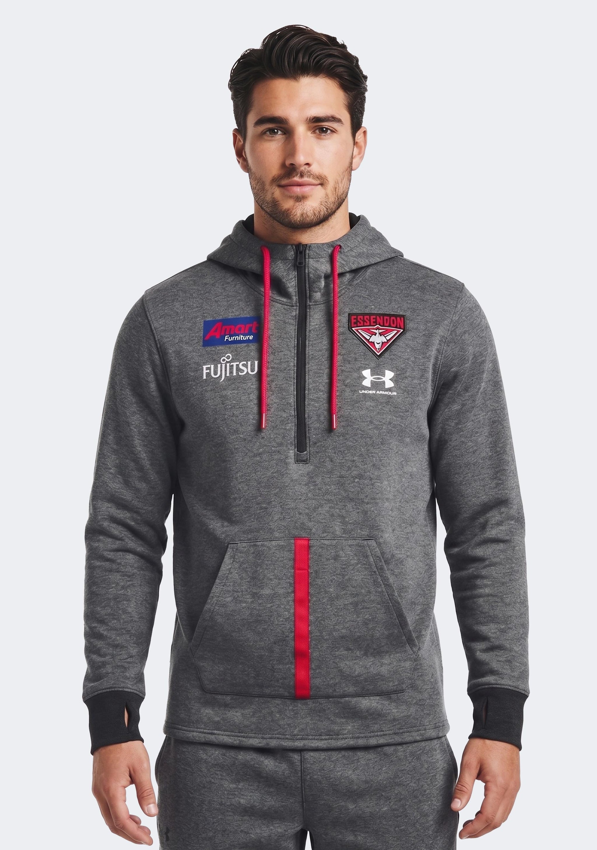 Under Armour Men's Essendon FC Accelerate Hoodie Grey