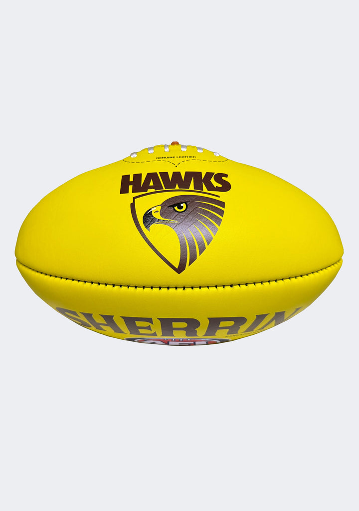 Sherrin AFL Hawthorn Hawks Team Yellow Leather Football