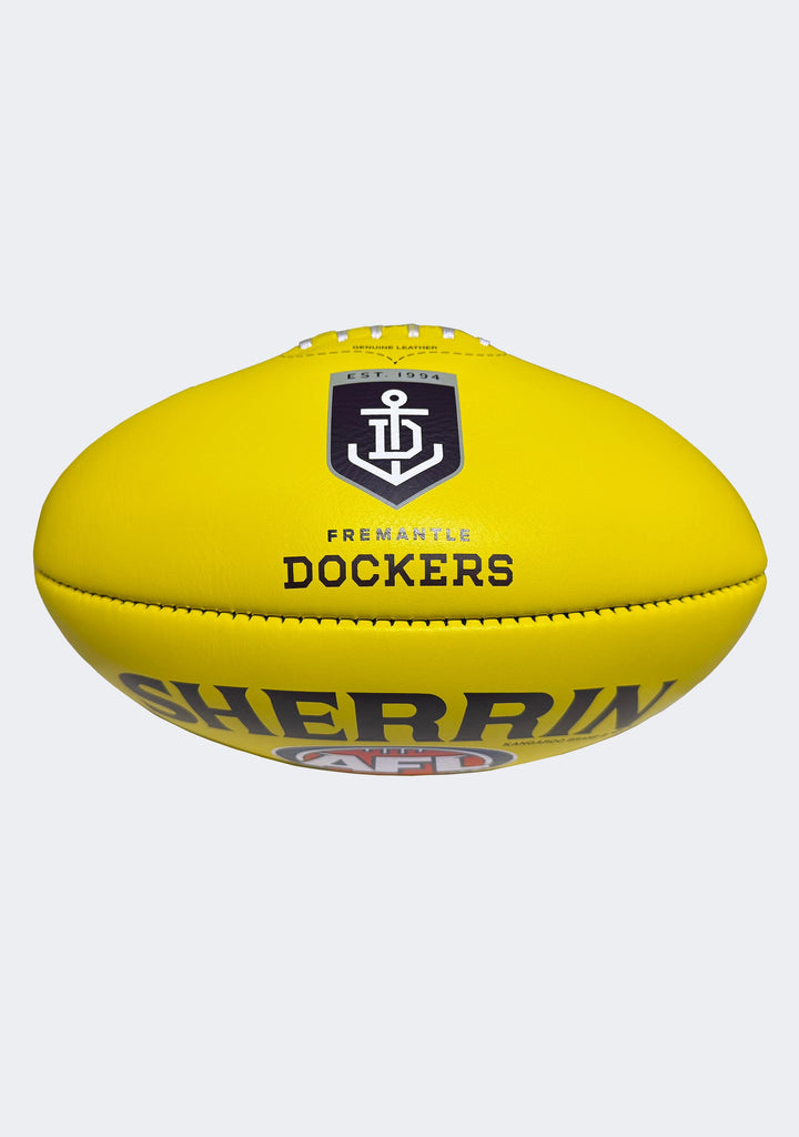 Sherrin AFL Fremantle Dockers Team Yellow Leather Football