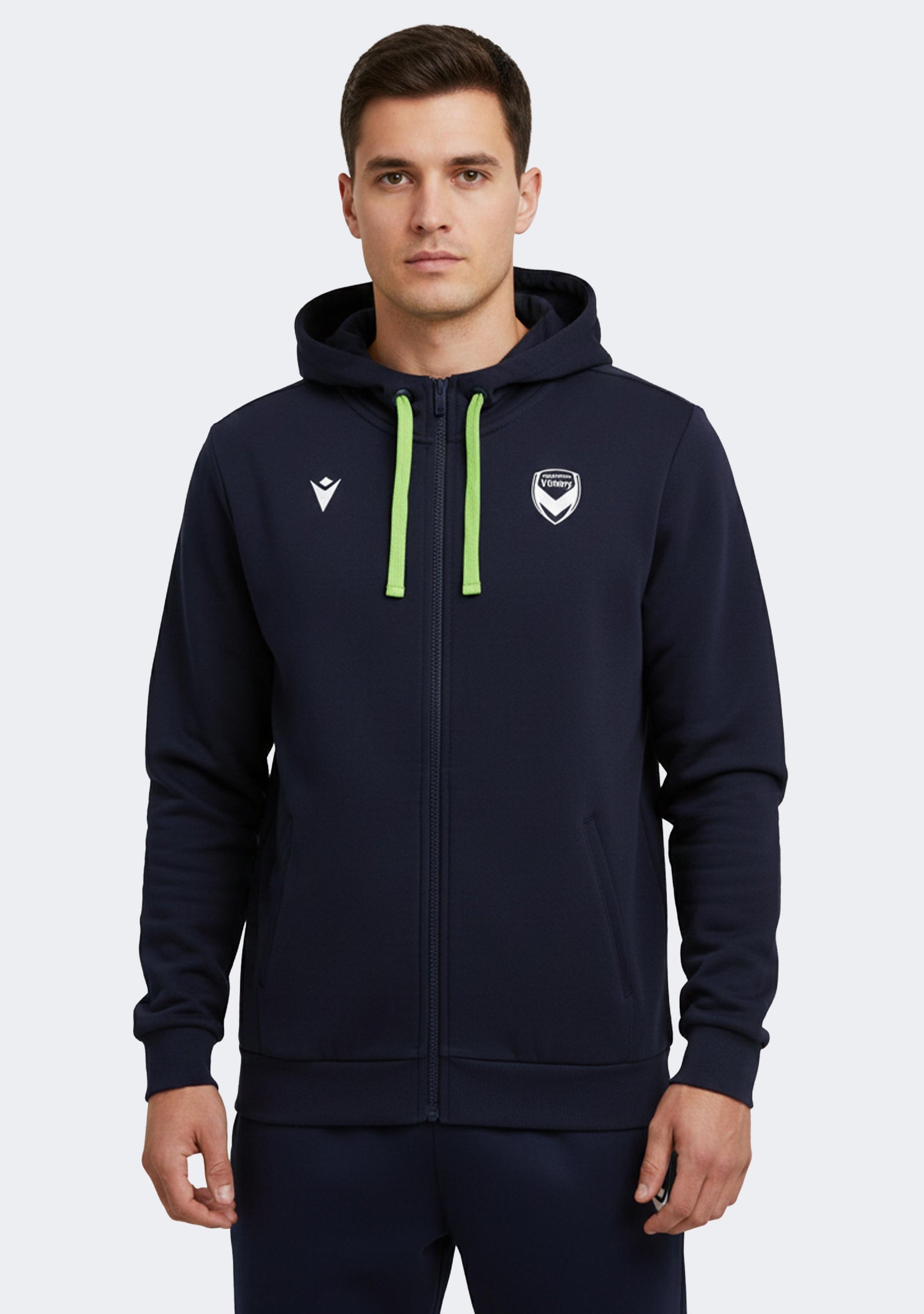 Macron Men's Melbourne Victory M22/23 Travel Staff Full Zip Hooded Top