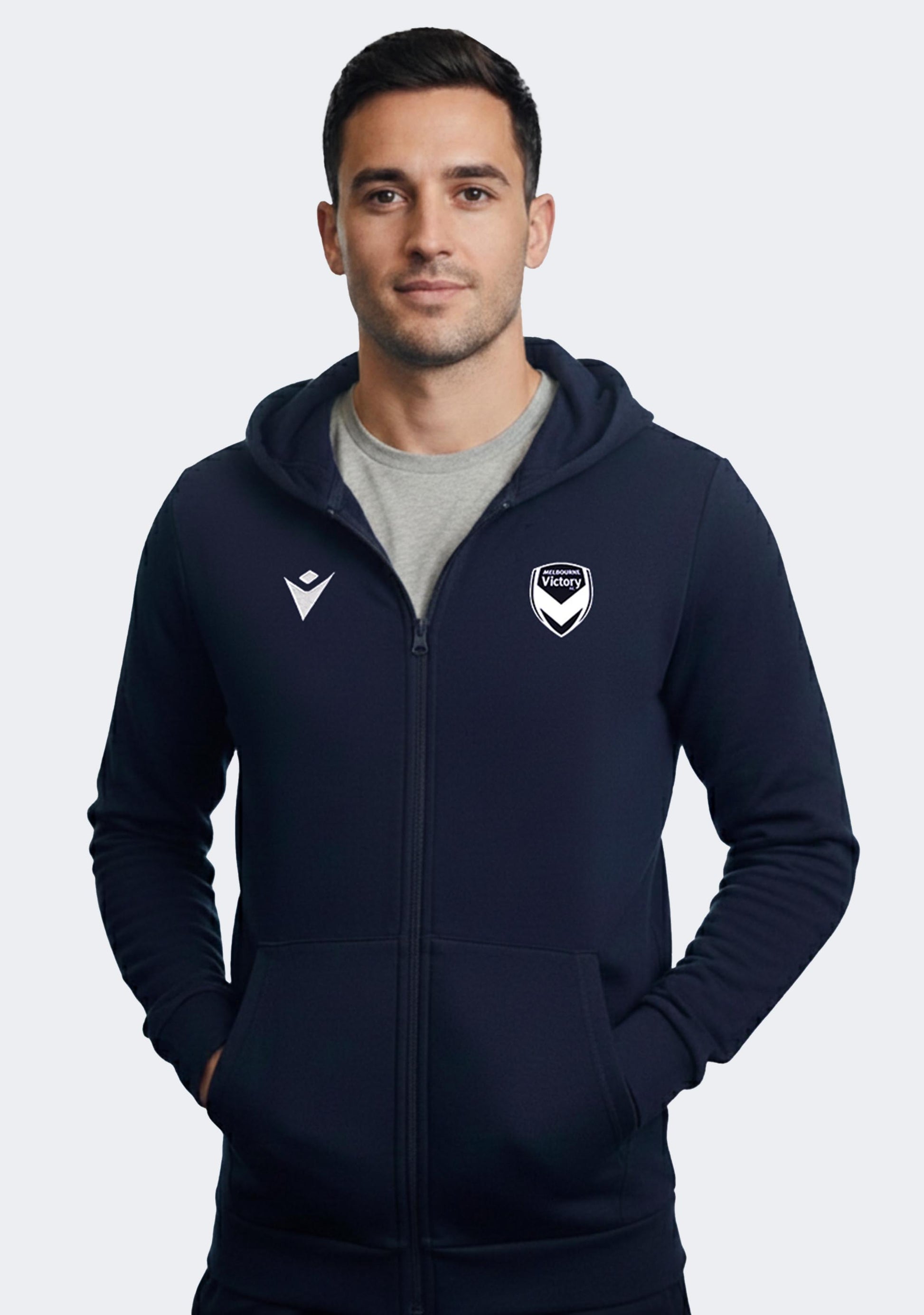 Macron Kids' Melbourne Victory Travel Staff Full Zip Hooded Top