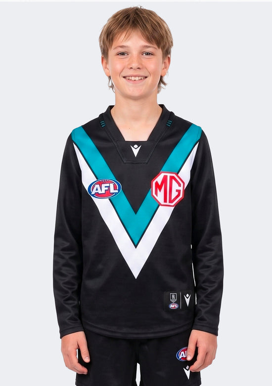 Macron Youth Port Adelaide Long Sleeve Guernsey