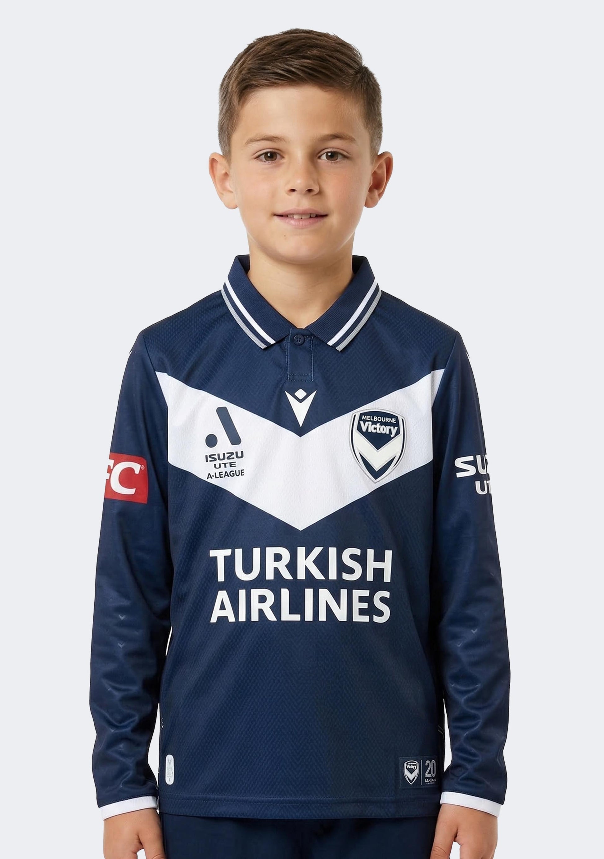 Macron Kids' Melbourne Victory M24/25 ALM Authentic Long Sleeve Home Jersey
