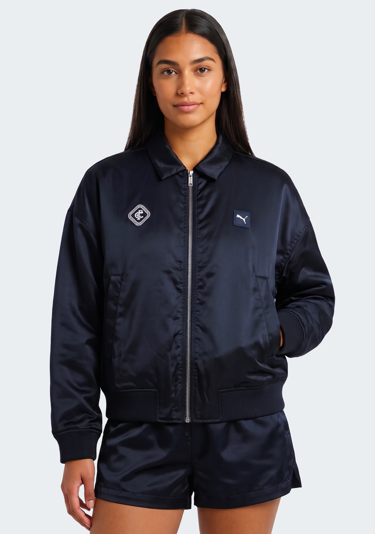 Puma Women's Carlton Blues 2026 Satin Bomber Jacket