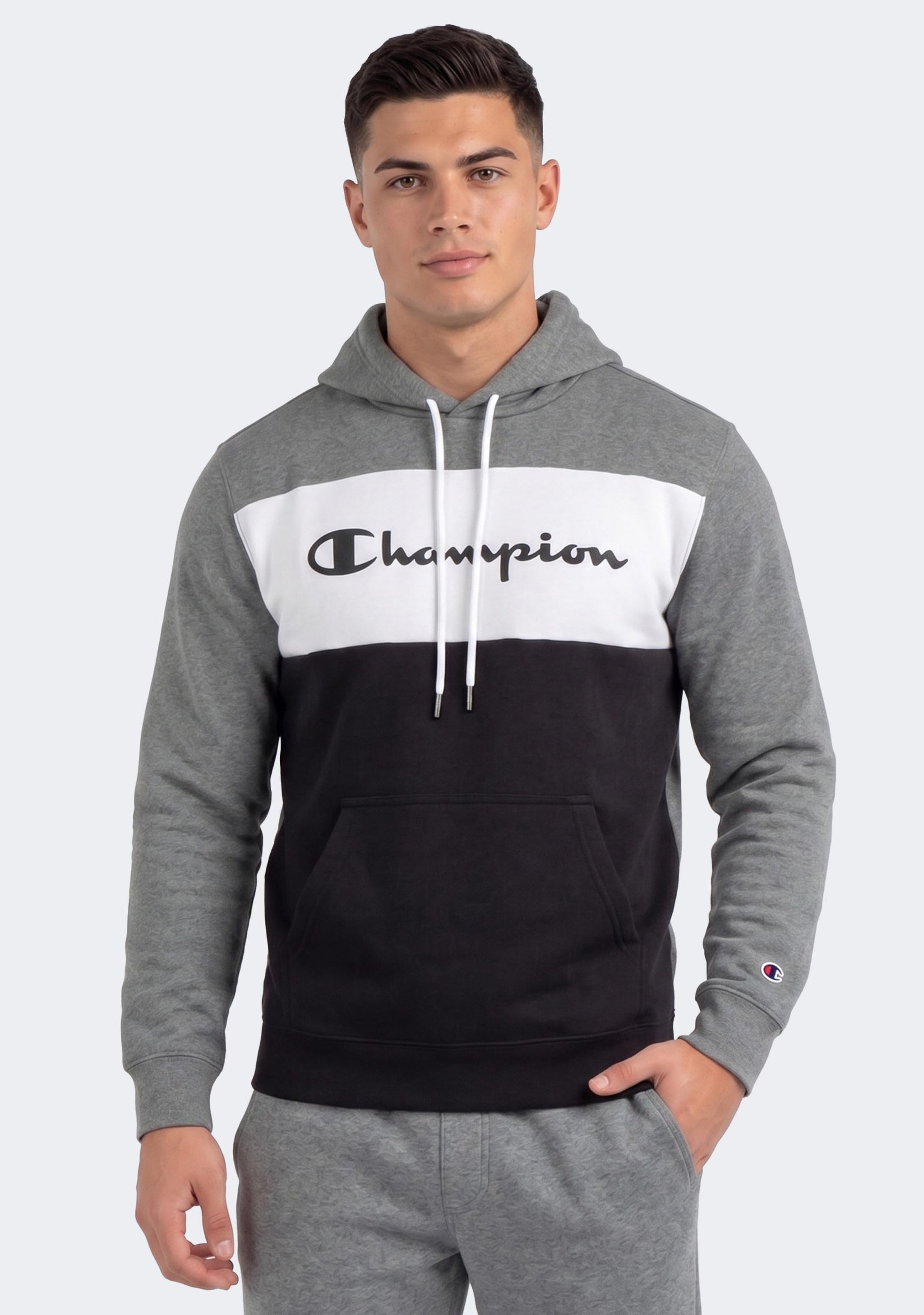 Champion Men’s EU Roch Colourblock Hoodie Grey/black