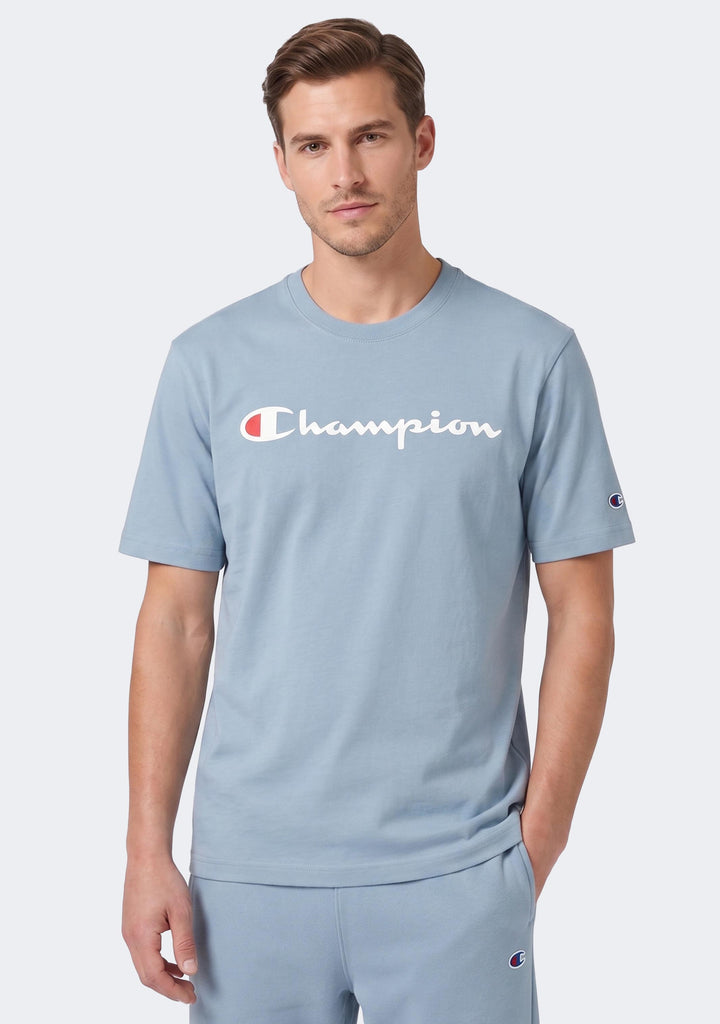 Champion Men's Script Logo Short Sleeve Cool Waters